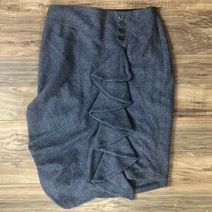NWT - Eva Franco Wool Blend Ruffle Pencil Skirt 0